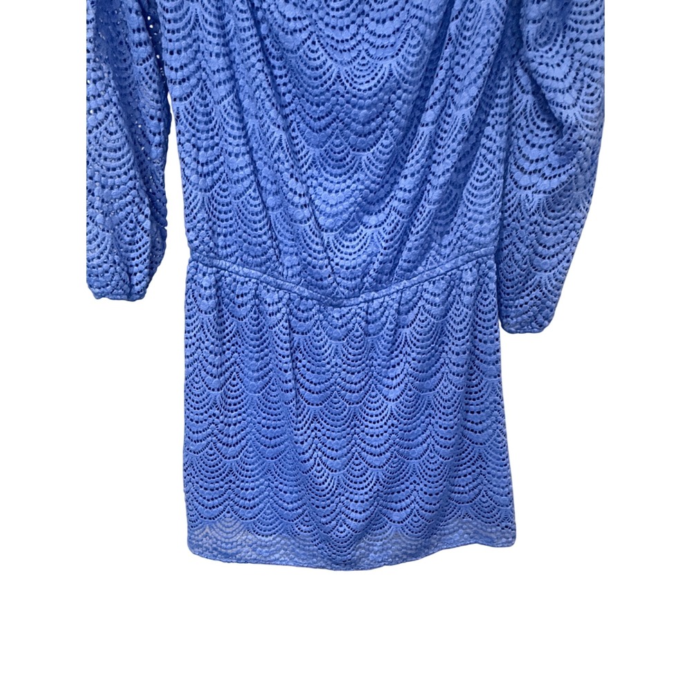 Lilly Pulitzer Lana Skort Romper Blue Lace Off Shoulder Long Sleeve Size Large - Picture 4 of 11